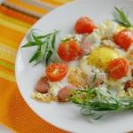 Яичница с помидорами и с колбасой без масла: калорийность